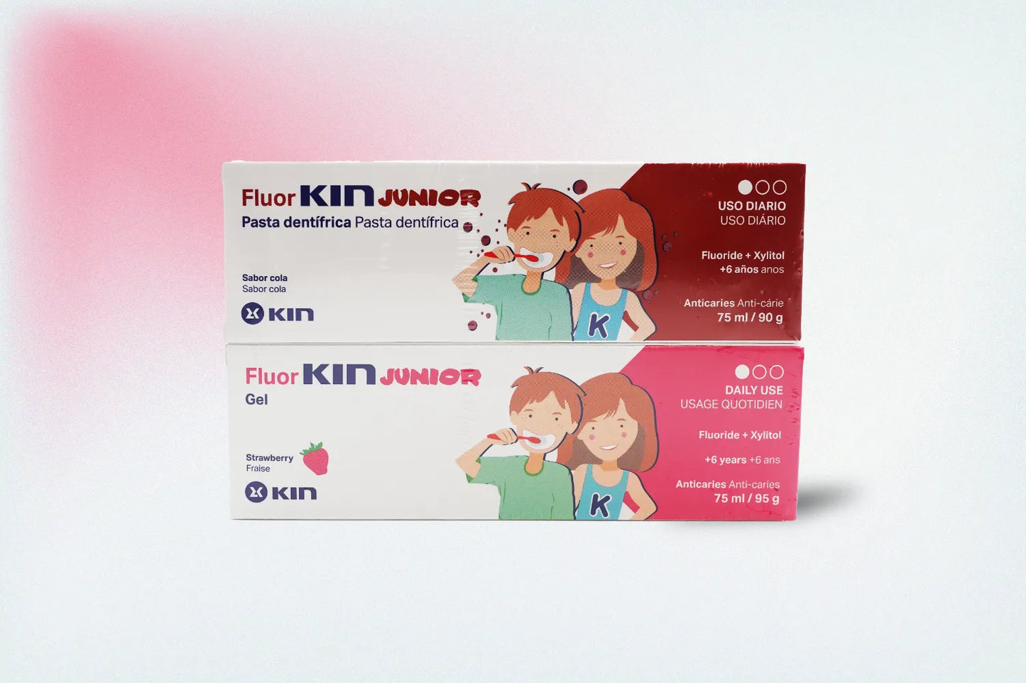KIN PACK PASTA DENTÍFRICA JUNIOR FRESA Y COCA COLA 75ML