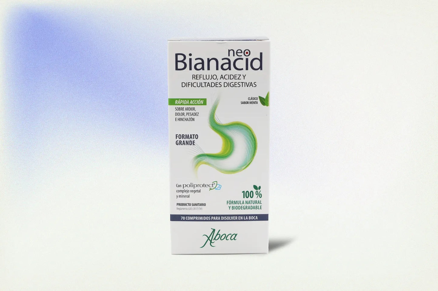 NEO BIANACID MENTA 70 COMPRIMIDOS – ALIVIO NATURAL DEL REFLUJO, LA ACIDEZ Y LAS MOLESTIAS DIGESTIVAS