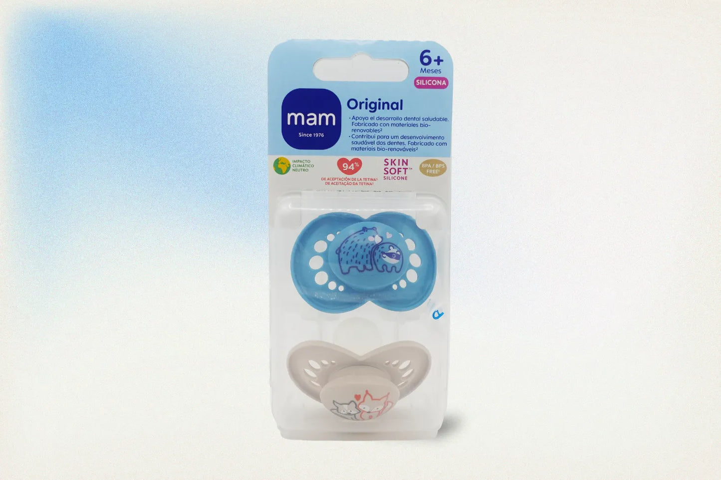 MAM CHUPETE SILICONA 6+M AZUL